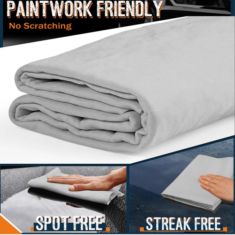 Idemeet Premium Absorbent Car Drying Towel 2 Pack 26/''x17/'' Super Soft Shammy Towel for Vehicle Reusable Chamois Cloth for Car Drying Dust Remove Bathroom Scratch/Spot/Streak Free Gray Gray - Image 2